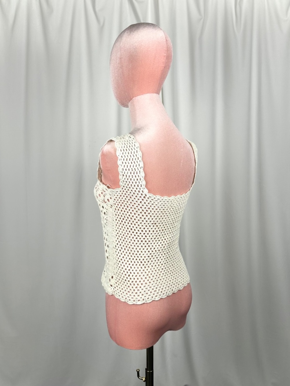 Vintage Handmade Cream Crochet Tank Top Boho Festival Cottagecore XS - Picture 9 of 16